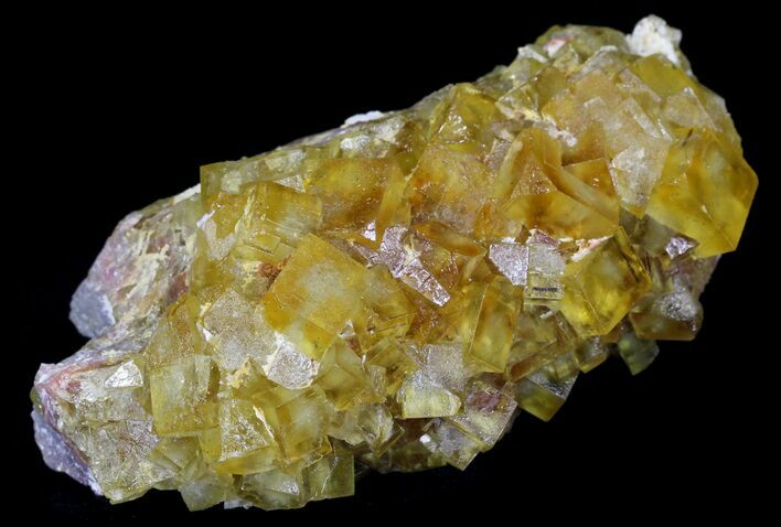 Lustrous, Yellow Cubic Fluorite Crystals - Morocco #32303